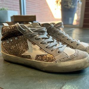 RARE Golden Goose Gold Glitter Mid-Star